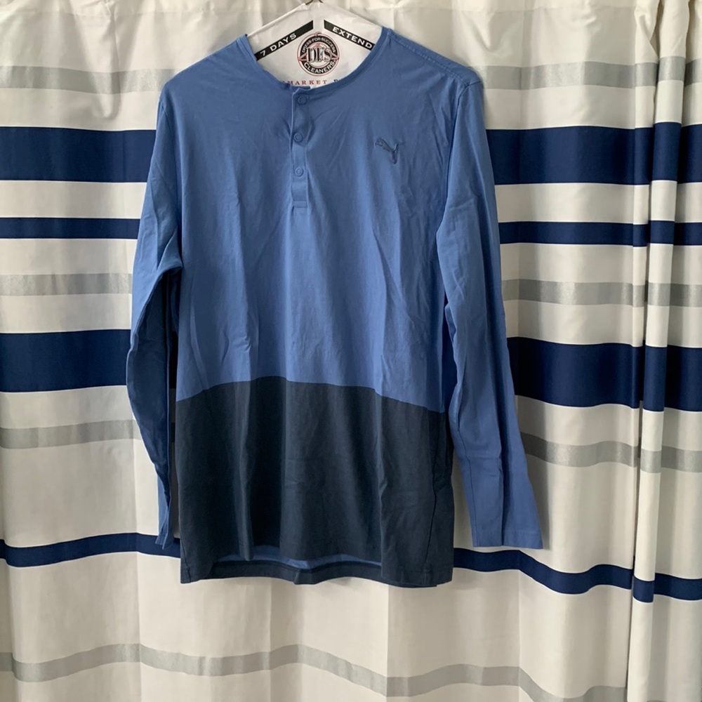 Blue and gray Puma long sleeved T shirt